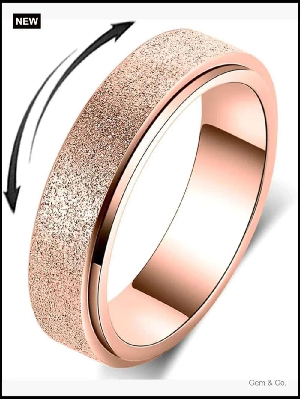 6mm Titanium Stainless Steel Fidget Spinner Ring - Size 6-12